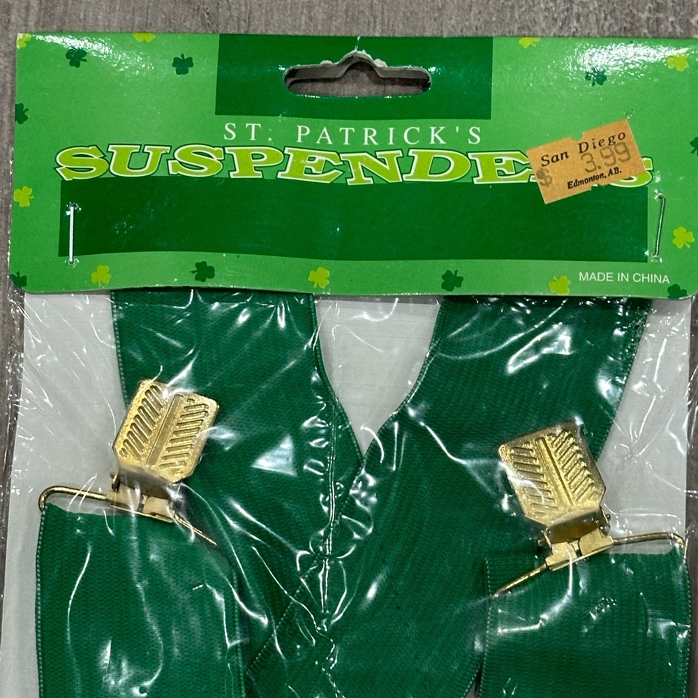 Vintage St. Patrick's Day Party Adult Suspenders Kelly Green Novelty New - Picture 4 of 4